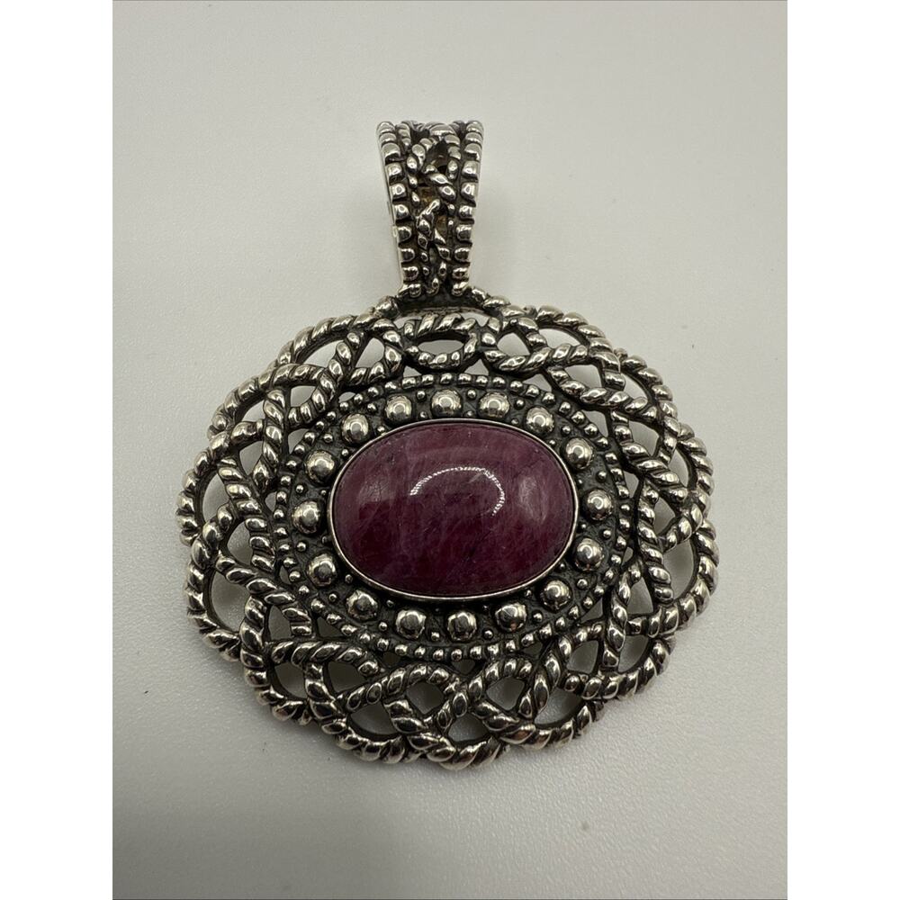Carolyn Pollack Sterl Silver Gemstone Pendant Enhancer Rhodochrosite Beautiful